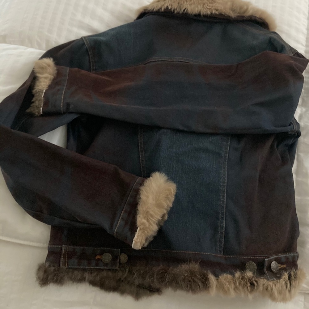 Denim jacket with Rabbit fur - Picture 2 of 5